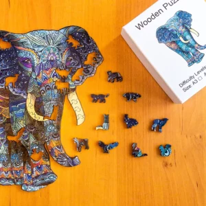 Egzotyczny Słoń - Drewniane puzzle 1