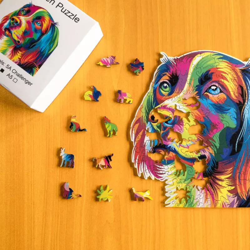 Kolorowy pies - Drewniane puzzle 1