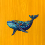 Zachwycający błękitny wieloryb - Drewniane puzzle - obrazek 2