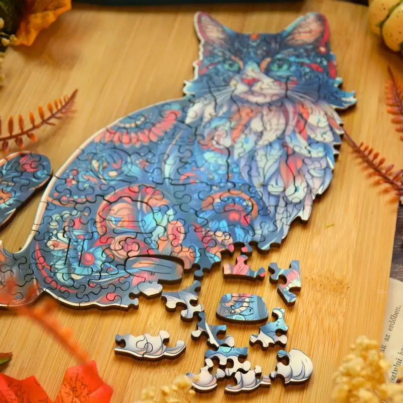 Barwny kot - Drewniane puzzle 4 Barwny kot - Drewniane puzzle 4