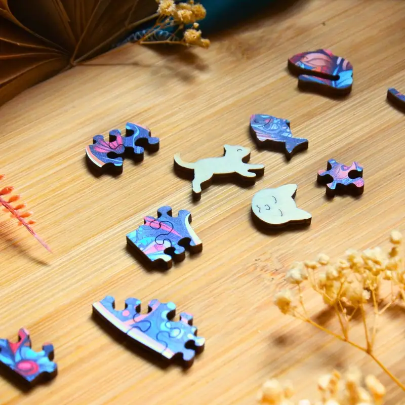 Barwny kot - Drewniane puzzle 6 Barwny kot - Drewniane puzzle 6