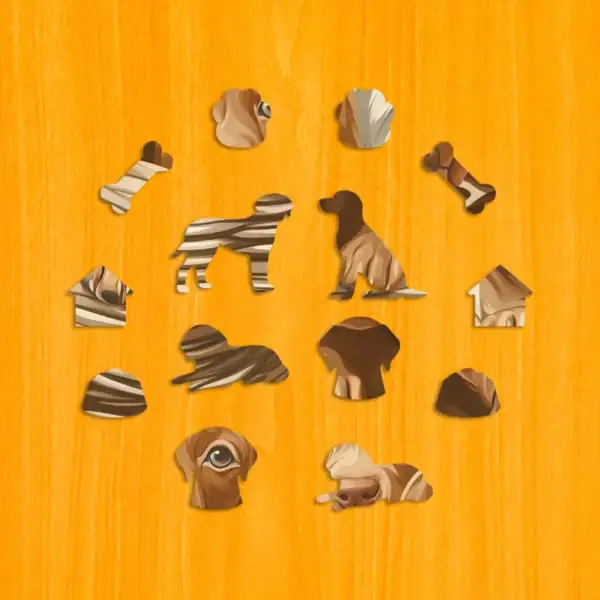 Ciekawskie szczenięta wyżłów - Drewniane puzzle 3