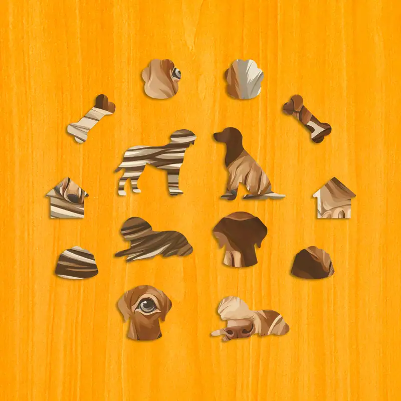 Ciekawskie szczenięta wyżłów - Drewniane puzzle 3 Ciekawskie szczenięta wyżłów - Drewniane puzzle 3