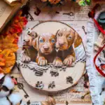 Ciekawskie szczenięta wyżłów - Drewniane puzzle 4