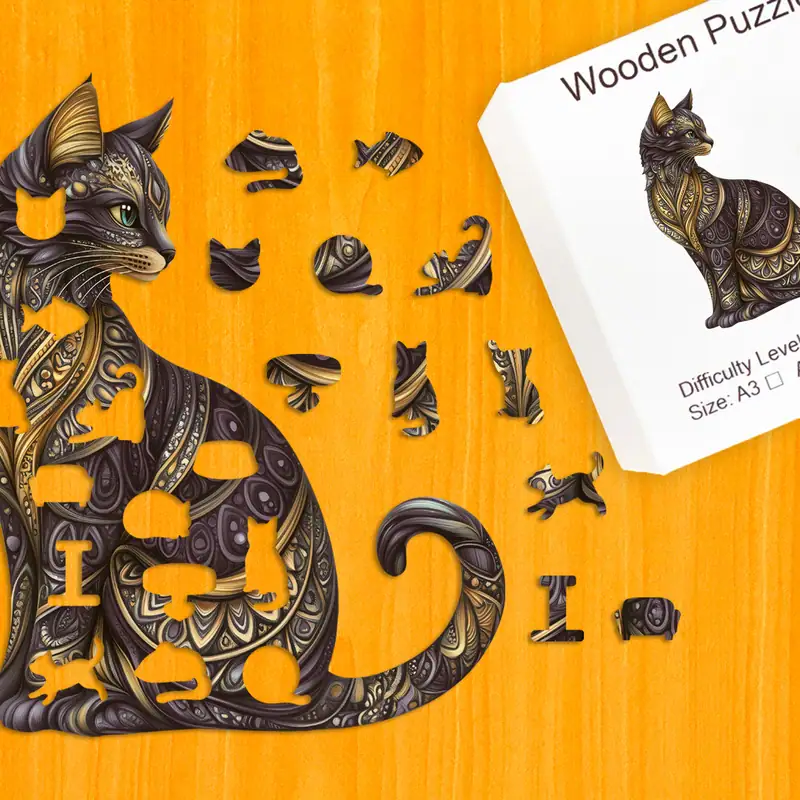 Dostojny kot - Drewniane puzzle 1