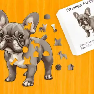 Figlarny buldog francuski - Drewniane puzzle 1