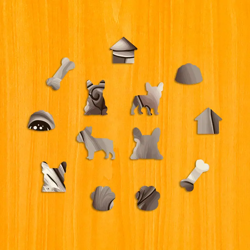 Figlarny buldog francuski - Drewniane puzzle 3 Figlarny buldog francuski - Drewniane puzzle 3