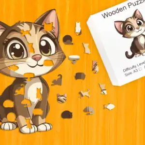 Figlarny kociak - Drewniane puzzle 1