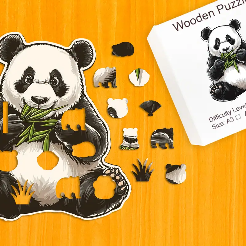 Głodna panda - Drewniane puzzle 1