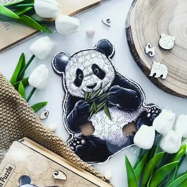 Głodna panda - Drewniane puzzle 4