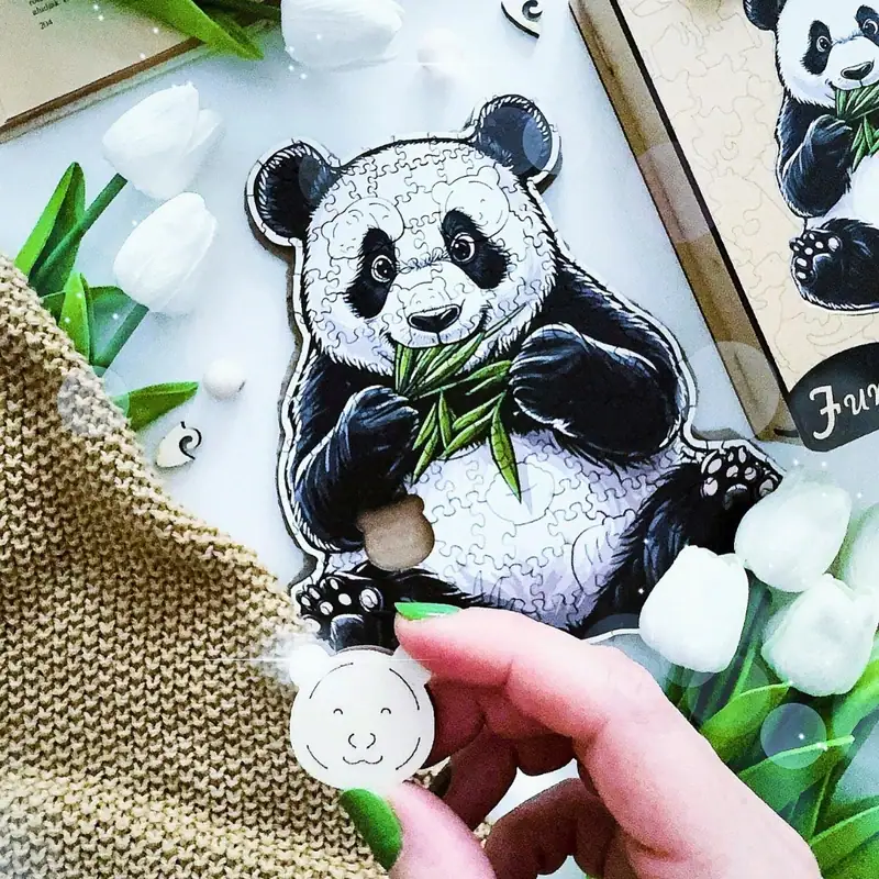 Głodna panda - Drewniane puzzle 6 Głodna panda - Drewniane puzzle 6