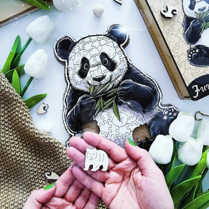 Głodna panda - Drewniane puzzle 7 Głodna panda - Drewniane puzzle 7
