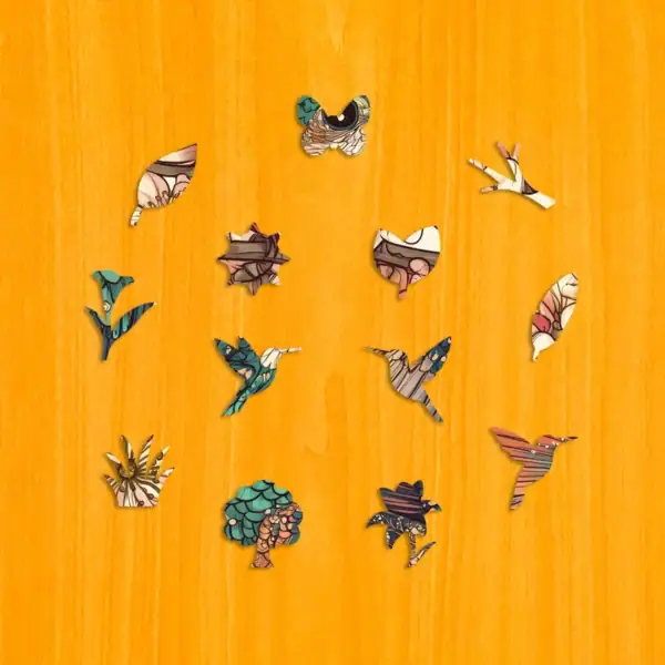 Koliber wśród kwiatów - Drewniane puzzle 3