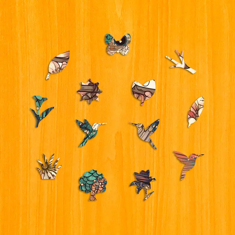 Koliber wśród kwiatów - Drewniane puzzle 3 Koliber wśród kwiatów - Drewniane puzzle 3