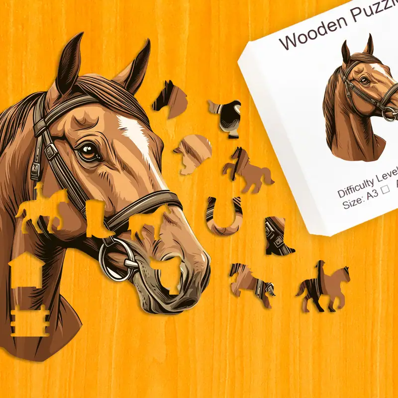 Łagodny koń - Drewniane puzzle 1