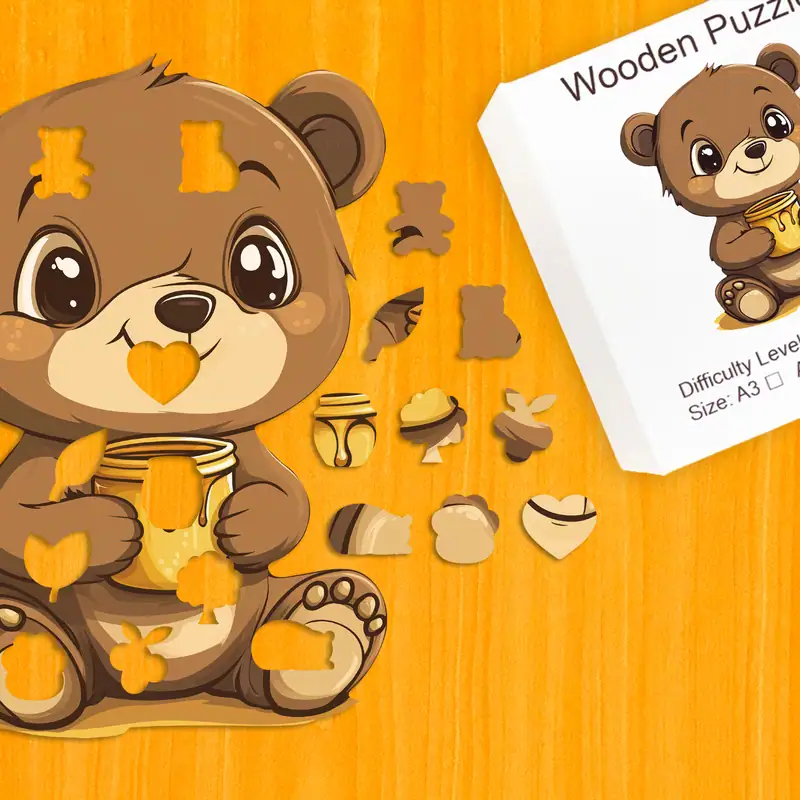 Łakomy miś - Drewniane puzzle 1