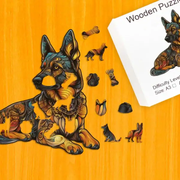 Legendarny owczarek niemiecki - Drewniane puzzle 1