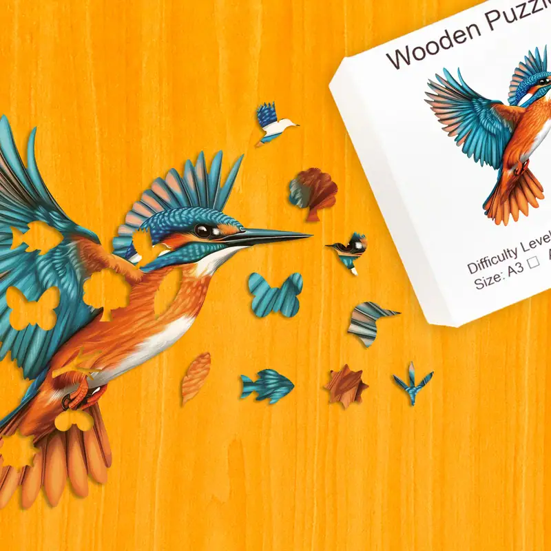 Ognisty zimorodek - Drewniane puzzle 1