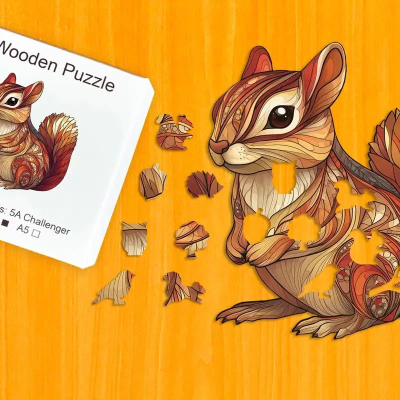 Ozdobna wiewiórka - Drewniane puzzle 1