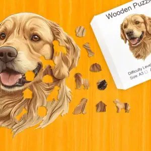 Przyjazny golden retriever - Drewniane puzzle 1