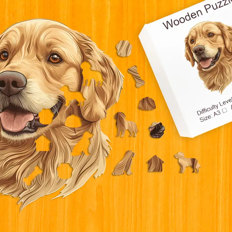 Przyjazny golden retriever - Drewniane puzzle 1 Przyjazny golden retriever - Drewniane puzzle 1