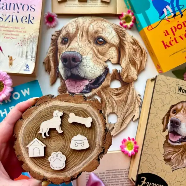 Przyjazny golden retriever - Drewniane puzzle 5