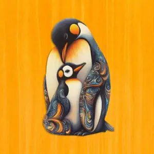 Przytulająca się rodzina pingwinów - Drewniane puzzle 2