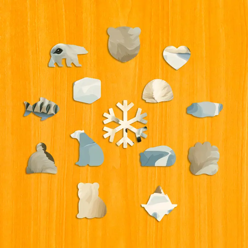 Rodzina niedźwiedzi polarnych - Drewniane puzzle 3 Rodzina niedźwiedzi polarnych - Drewniane puzzle 3