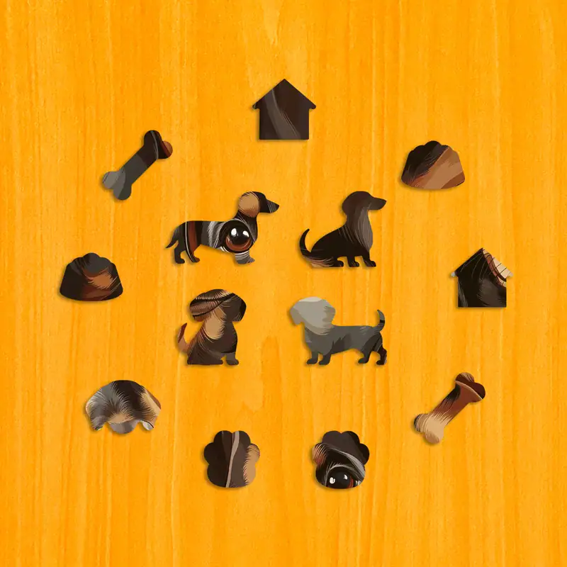 Słodki jamnik - Drewniane puzzle 3 Słodki jamnik - Drewniane puzzle 3