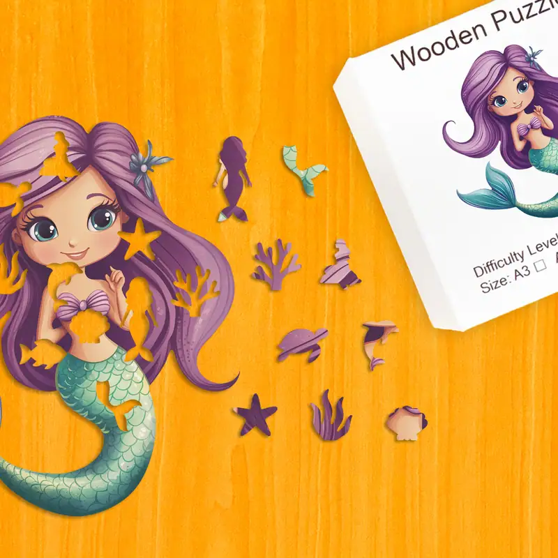 Urocza syrenka - Drewniane puzzle 1