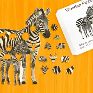 Wędrująca rodzina zebr - Drewniane puzzle 1