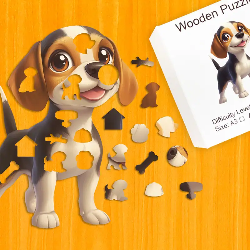 Wesoły szczeniak - Drewniane puzzle 1